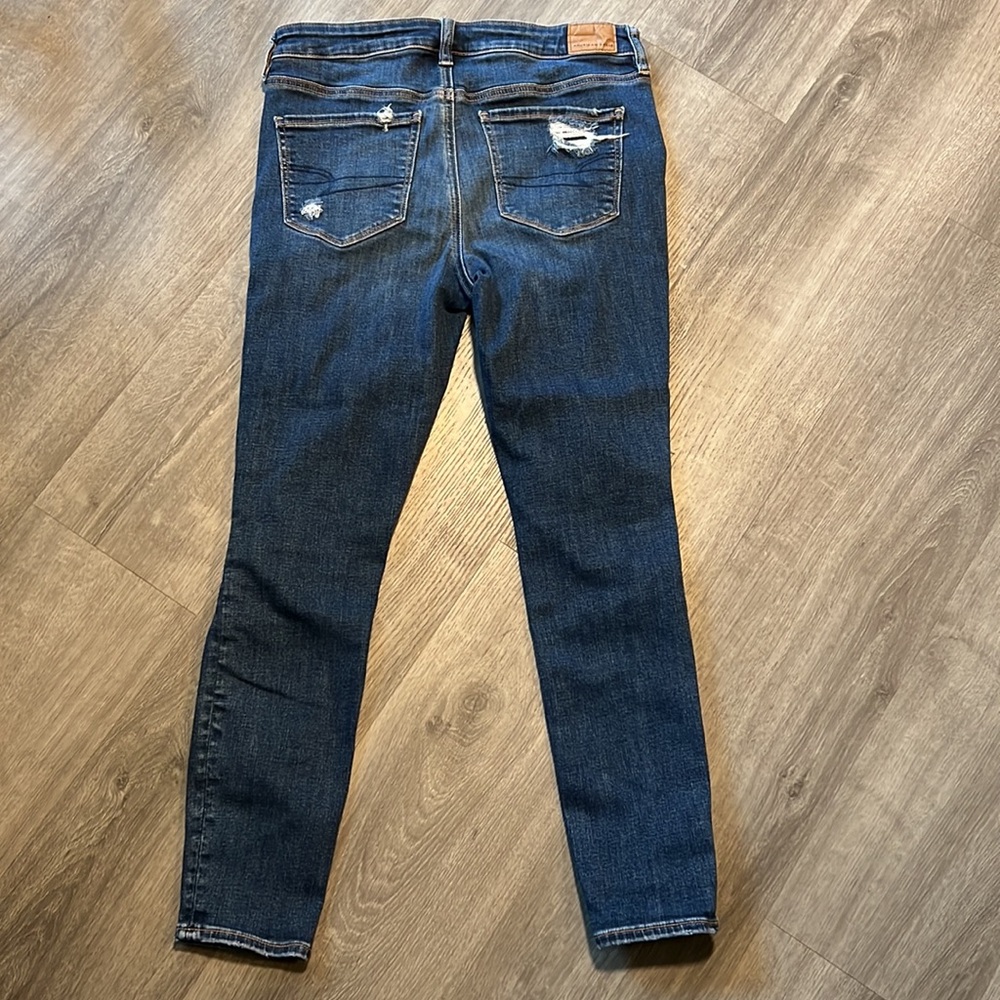 American Eagle Next Level Stretch Skinny Distressed Destroyed Jeggings Jeans - Picture 2 of 8
